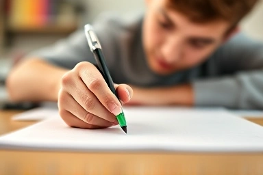 Hand writing with Jetstream 4-color pen, smooth ink flow