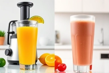 Juicer vs blender outputs: clear juice and creamy smoothie