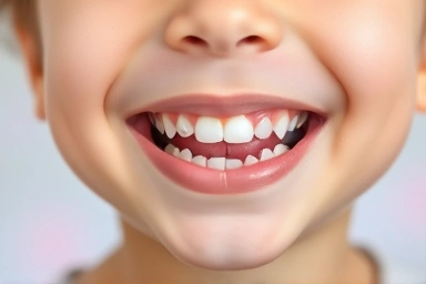 Child's healthy smile with clean teeth