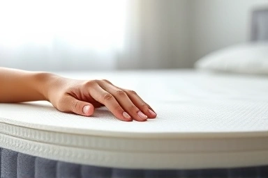 Close-up of a supportive memory foam mattress topper texture