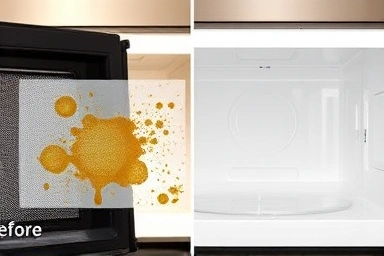 Before and after microwave cleaning transformation