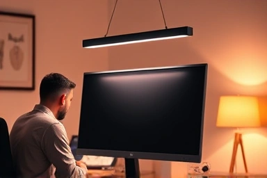 Screenbar illuminates desk, reducing eye strain for better focus.