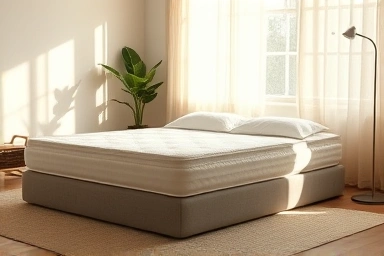 Luxurious natural latex mattress in a serene bedroom.