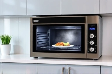 Modern kitchen with a sleek fish oven.