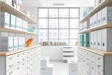 Organized office with clear, labeled items.