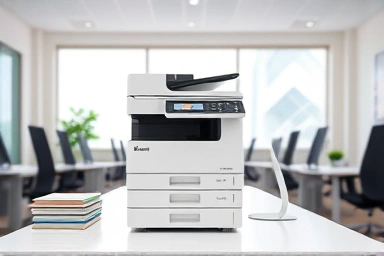 Modern office with efficient multifunction printer.