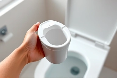 Portable bidet in use, emphasizing hygiene and convenience
