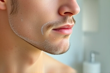 Calm, smooth skin after shaving, healthy skin texture.
