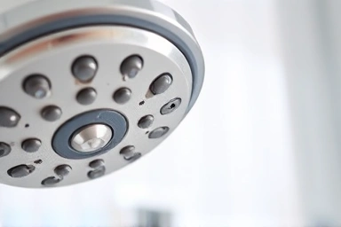 Shower head with mineral buildup causing weak water flow