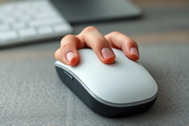 Close-up of ergonomic silent mouse, emphasizing quiet comfort.