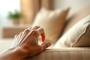 Close-up of comfortable armchair fabric, inviting touch