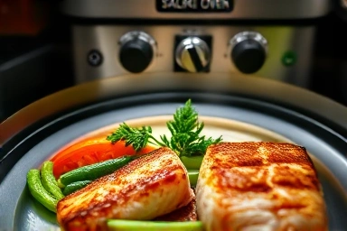 Moist steamed food in a modern steam oven
