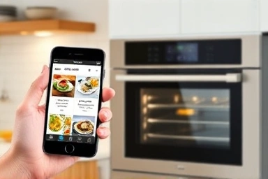 Smart kitchen app controlling steam oven recipes
