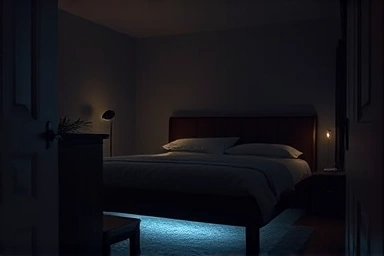 Subtle mold growth on a modern storage bed frame.