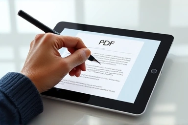 Hand writing on tablet PDF with stylus