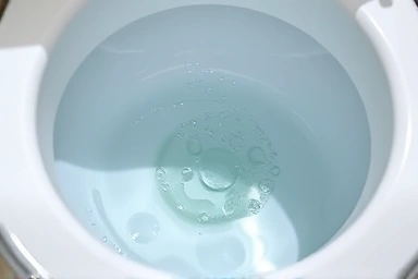 Sparkling clean toilet bowl symbolizing hygiene.