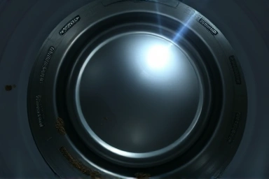 Symbolic image of dirty vs. clean washing machine interior.