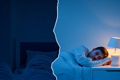 Contrast of restless sleep versus peaceful sleep with sleep aids.