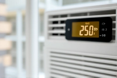 Low decibel reading on a sound meter near an air conditioner.