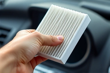 Clean car air filter replacement, fresh interior air