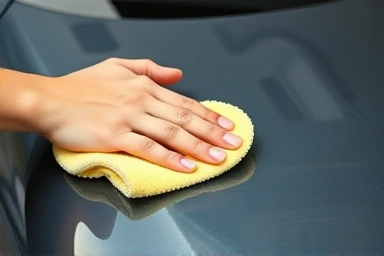 Gentle car maintenance with a microfiber cloth.