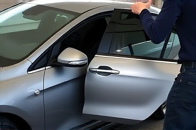 Car door guard protecting against scratches in tight parking.