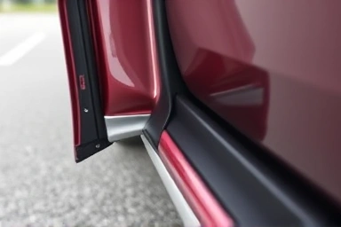 Close-up of thick door guard preventing car door dings.