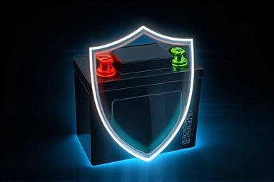 Car battery protected by a shield against power drain