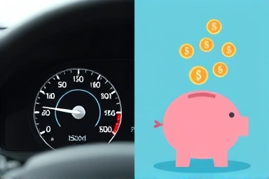 Dashboard showing fuel cut, money saving concept