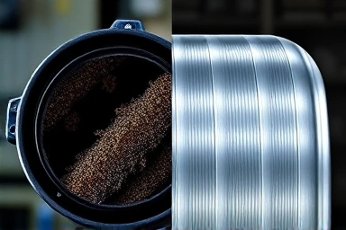 Visual comparison of clogged vs. clean DPF for car maintenance.