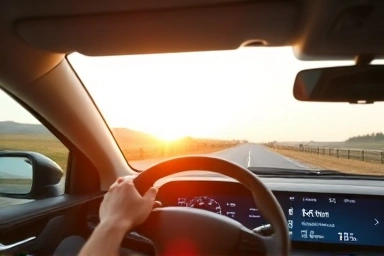 Electric car dashboard showing efficient energy consumption