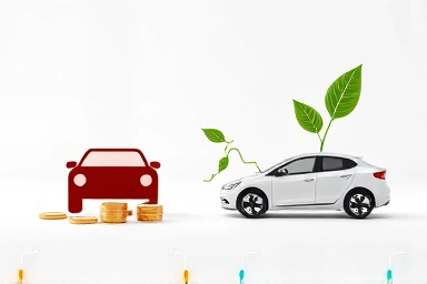Symbolic representation of money saving with electric cars