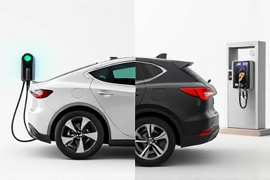 Electric car savings vs. gasoline car fuel costs comparison.