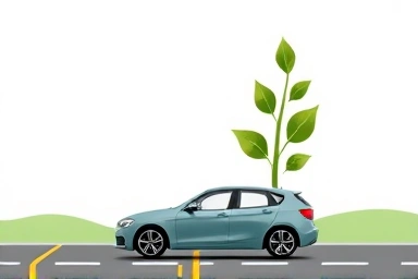 Car driving smoothly with green leaves and money plant.