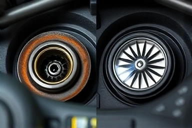 Before and after GDI engine intake valve cleaning