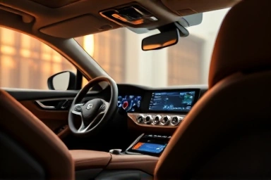 Luxury interior details of a Genesis GV80, highlighting premium materials.
