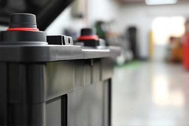 AGM car battery with visual representation of energy