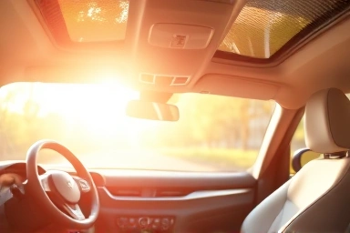 Fresh car interior with sunlight, healthy air circulation.