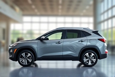 Modern hybrid SUV in a showroom setting.