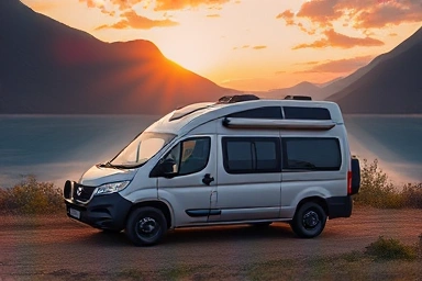 Staria van in a scenic natural setting, ready for adventure.