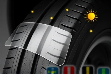 Protective layer shielding tire from environmental damage