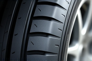 Car tire with even wear, symbolizing good maintenance.