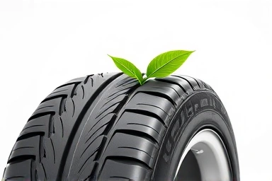 Symbol of tire health and extended lifespan with green leaf