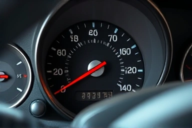 Symbolic image of odometer tampering and worn car interior.