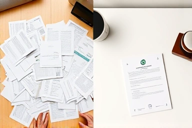 Organized car ownership transfer documents versus chaotic paperwork.