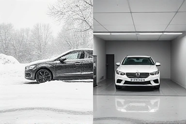 Car parked outdoors vs. indoors for winter protection