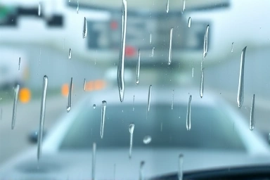 Clean windshield with clear visibility after rain