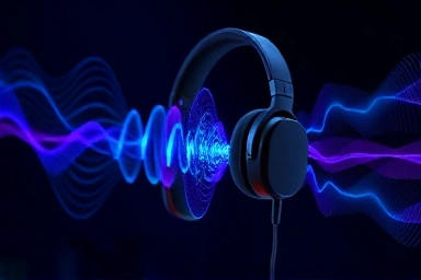Abstract visualization of immersive 7.1 channel sound.