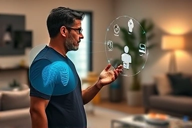 Person using AI wearable for smart home and health