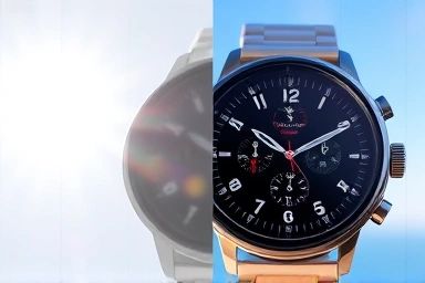 Comparison of smartwatch visibility under harsh sunlight versus ideal lighting conditions.